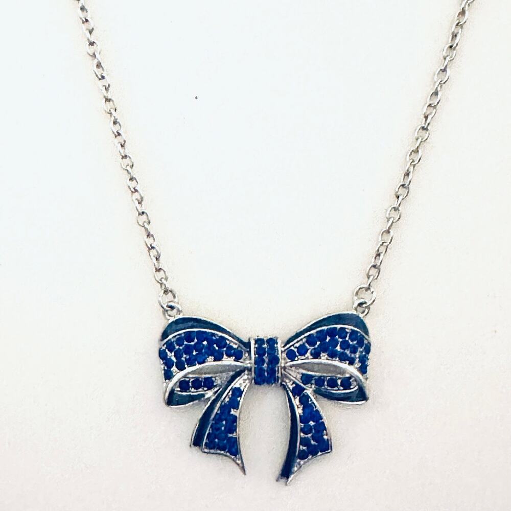 Silver Blue Bow Necklace